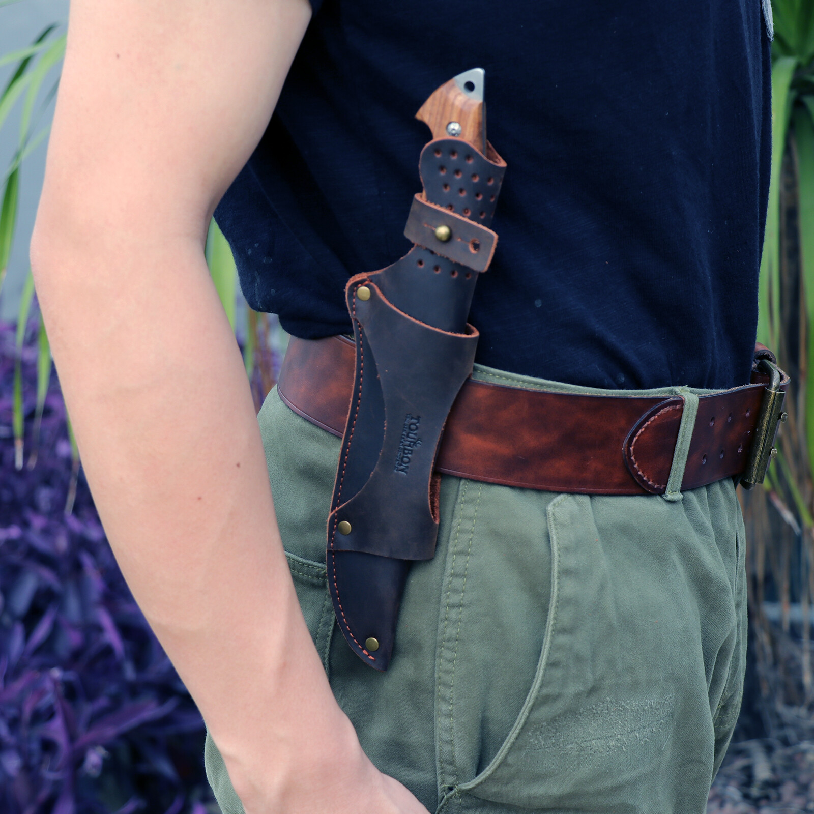 TOURBON Leather 10in Knife Sheath Fixed Blade Protect Tools Carrier Belt Holster