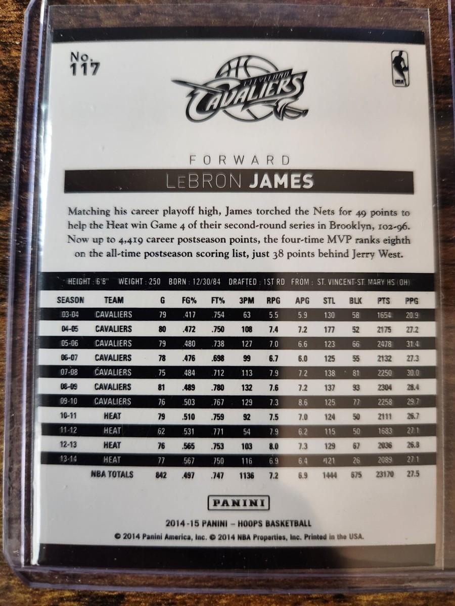 2014-15 Panini NBA Hoops LeBron James #117 Cleveland Cavaliers MVP