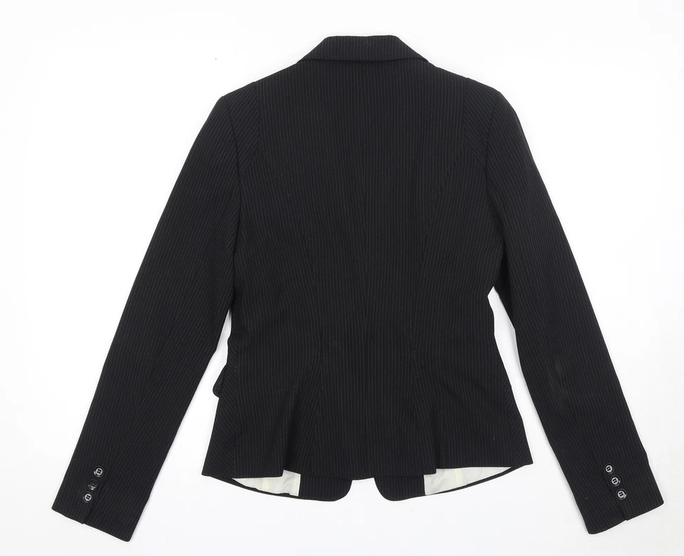 New Look Womens Black Striped Polyester Blend Jacket Suit Jacket Size 12 - Image 2 of 4