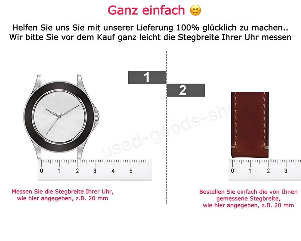 Uhrenarmband Leder Armband Krokoprägung 14-24 mm Silber Gold Schwarz Rosé Uhr - Bild 3 von 4