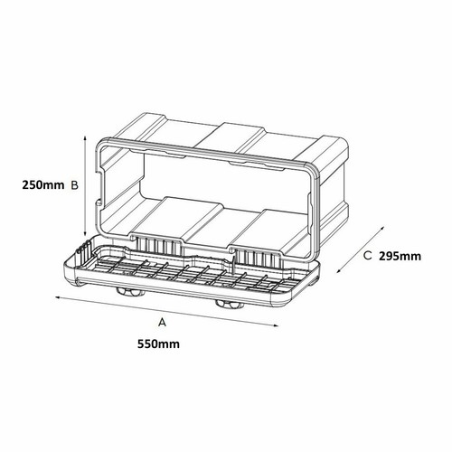 Deichselbox Daken Blackit 2 550x250x295mm inkl. Vertik Halter Anhänger Staukiste - Bild 5 von 8