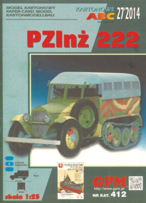 Kartonmodell Polnisches Halbkettenfahrzeug PZInz 222 1:25 GPM