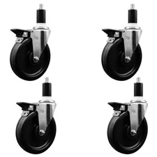 5 Inch Phenolic Swivel 1-3/8 Inch Expanding Stem Caster Set with Brake SCC