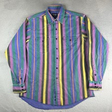 Vintage Wrangler Brushpopper Shirt 16.5 35 Western Striped Cowboy 90s X long