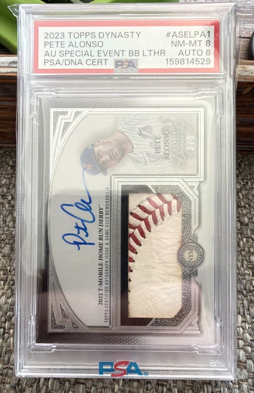 2023 Topps Dynasty Pete Alonso Auto Special Event BB Leather 3/5 PSA 8/8 Auto