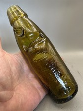 LOVELY VICTORIAN SIX OUNCE AMBER GLASS CODD BOTTLE GROVES & WHITNALL SALFORD