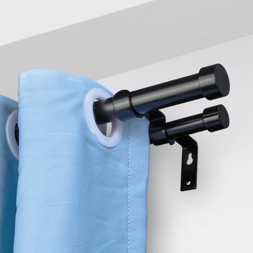 Double Rod Curtain Rods 36-72 inches(3-6ft) Adjustable Length Cap Finials - Picture 12 of 12