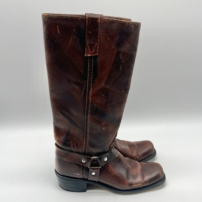 Vintage Acme Harness Boots Women s 7 A Brown Leather Made in USA Biker 70s 80s