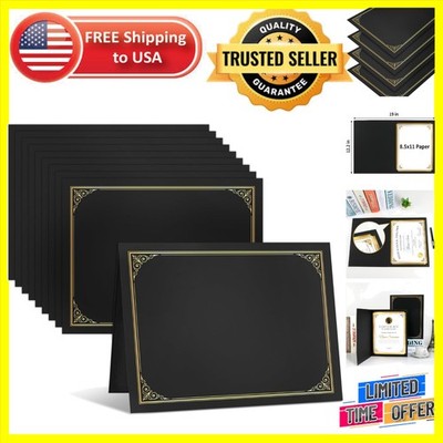 Professional 10 Pack Black Certificate Holders - Smooth Texture for Certificates