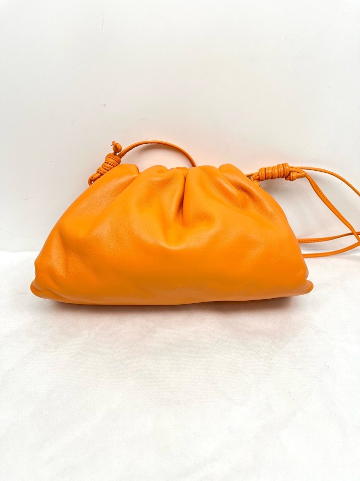 Bottega Veneta Orange Leather Mini Cloud Shoulder Bag For Women