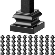 50Pcs 1/2in Square Aluminum Stair Baluster Shoes, Satin Black, with Screw Holes