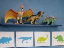 Large 18  20  Rubber Dinosaur Figures Lot 3 Toys R Us T-Rex Stego Raptor Vintage