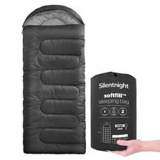 Silentnight Adult 3 Season Sleeping Bag Camping Outdoor Single Blue Black Purple