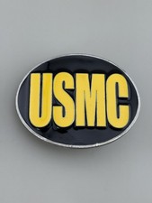 USMC Marine Corps Black Yellow Enamel Belt Buckle Siskiyou Military Gift