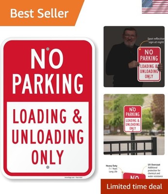 Engineered Grade Reflective No Parking Sign - 18 x 12 Inch Red and White