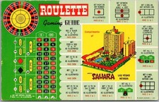 Vintage LAS VEGAS, Nevada Postcard SAHARA HOTEL  CASINO "Roulette Gaming Guide"