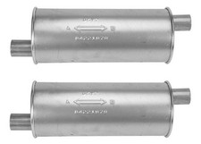 2 6 Round Universal Muffler 22 Oal 1.75id 1.75id Offset Offset