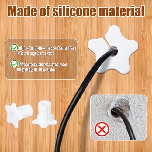 2pcs Wall Hole Cable Routing Kit for Starlink, Wall Grommets for Cables White - Photo 4/7