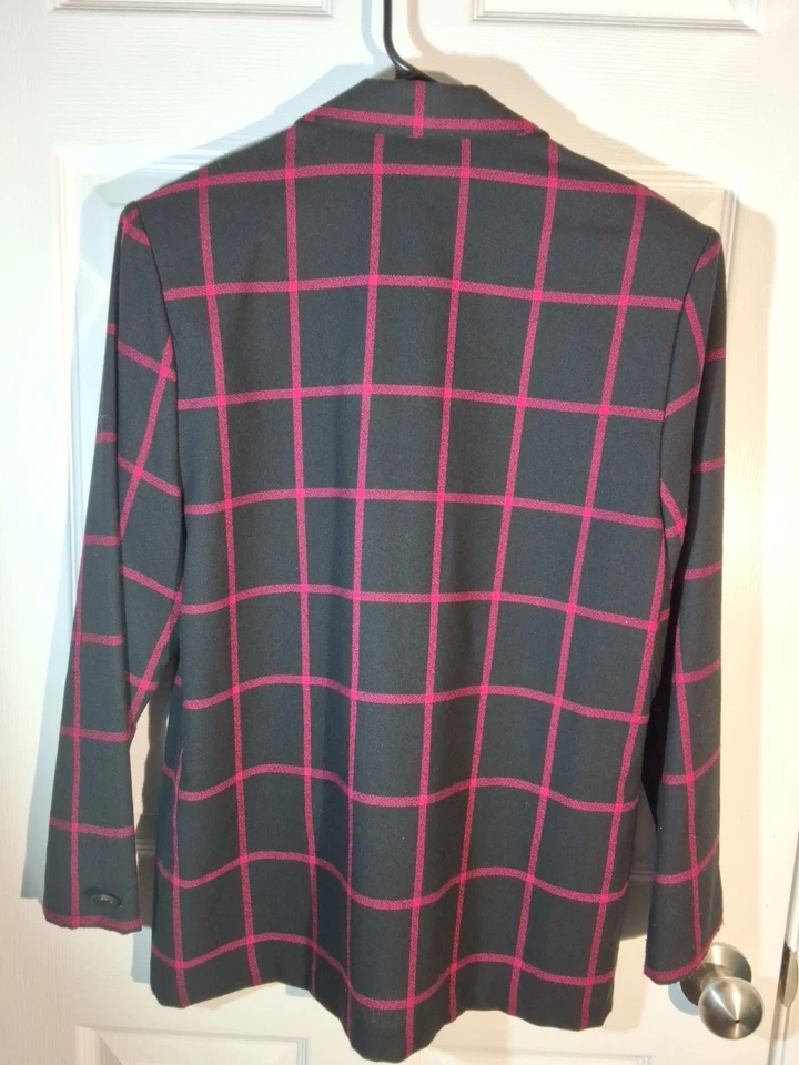 Blazer Jaclyn Smith De Colección Negro/Rosa Caliente Talla 8 Chaqueta Ligera Sin Forro Foto 2 de 4