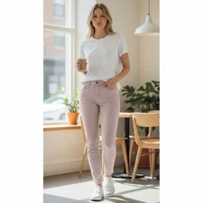 Current/Elliott The Stiletto High Rise Skinny Fray Pink Jeans 27 NWT