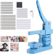 DIY Button Maker Machine - 1.97" Square, Ergonomic Handle, Blue