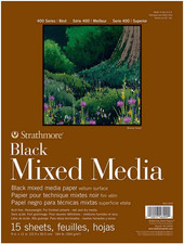 Strathmore 400 Series Mixed Media Paper, Black, Foldover Pad, 9X12 Inches, 15 S