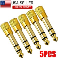 5x TRS Stereo Audio Headphone Adapter 6.35mm 1/4" Male to 3.5mm 1/8" Female Jack