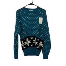 Vintage NWT Parker of Vienna Fair Isle Nordic Sweater Size M Blue Deadstock