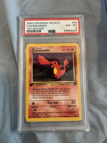Pokemon Charmander 50/82 Team Rocket Regular 1st Edition Graded PSA 8