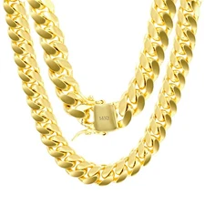 14K Yellow Gold Solid 11mm Mens Miami Cuban Link Chain Necklace Box Clasp 20"