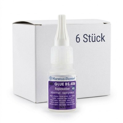 MD GLUE BS.406 Rapidkleber Kunststoff Metall Silikon Gummi EPDM PTFE TPE 6x20g