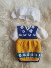 Puppenkleidung, Strick, Kleid, f. ca 30 cm Pu...