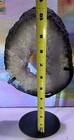 White Quartz Geode Slice Crystal Mineral Display Specimen on Metal Stand 9 in — photo 6