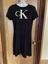 Calvin Klein Black T-Shirt Dress For Women Size Medium
