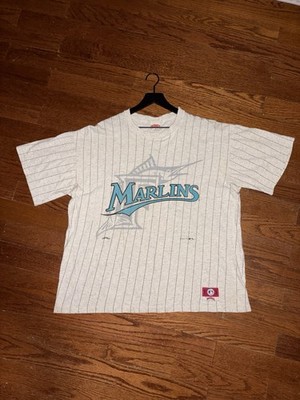 Vintage Nutmeg Florida Marlins Shirt Mens XL Gray Pinstriped Distressed MLB 90s