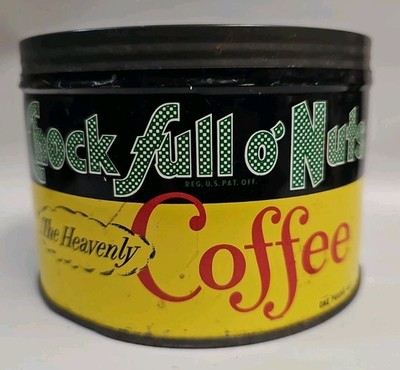 Vintage Chock Full O'Nuts Coffee Tin 1 lb. Can Without Lid Empty Old Advertising