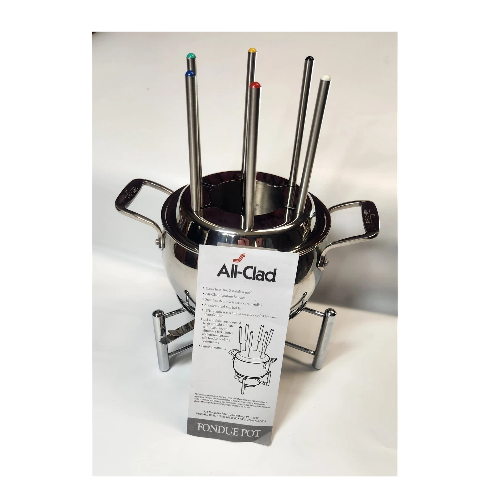 All-Clad Stainless Steel 3 Qt Fondue Pot Set with Forks and Stand
Opens in a new window or tab