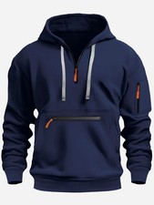 Men's Hooded Hoodie Zipper Multi-Pocket Pullover Jacket Sports Casual Sweatshirt
