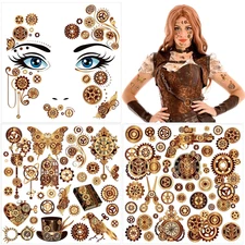 Steampunk Temporary Tattoos Steampunk Face Tattoos, Steampunk Accessories Steam 