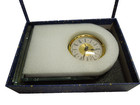 Glass Desk Clock “To My Dad” Engraved Gift w/ Box Gold Trim Quartz — photo 5