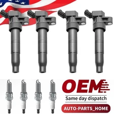4 Ignition Coils Pack UF611 and Iridium Spark Plug For 2008-2014 Hyundai Sonata