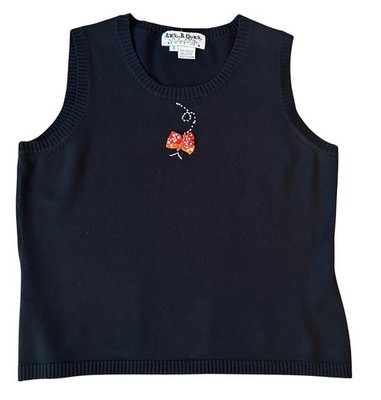 Jack B Quick Knit Top Size Small S Ribbon Bead Butterfly Sleeveless Lightweight