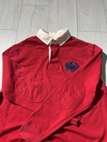 De Colección Polo Ralph Lauren Rugby Manga Larga Big Pony Blanco Cuello Retro Años 90 Hombres M-L - Imagen 5 de 9