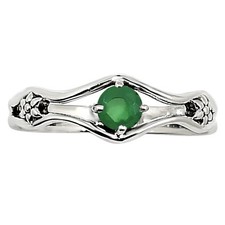 Natural Green Onyx 925 Sterling Silver Ring s.7 Jewelry R-1720