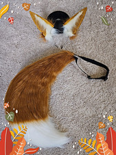 Furry Fox Ear Headband  Faux Fur Fox Tail w/ Strap