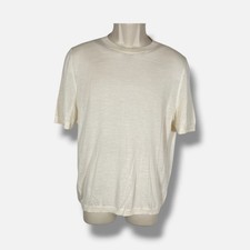 Isaia Men's White Luxe Crew Knit Wool  Cashmere Shirt Size Small