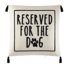 Black and White Reserved For Dog Square Decorative Throw Pillow For Adults