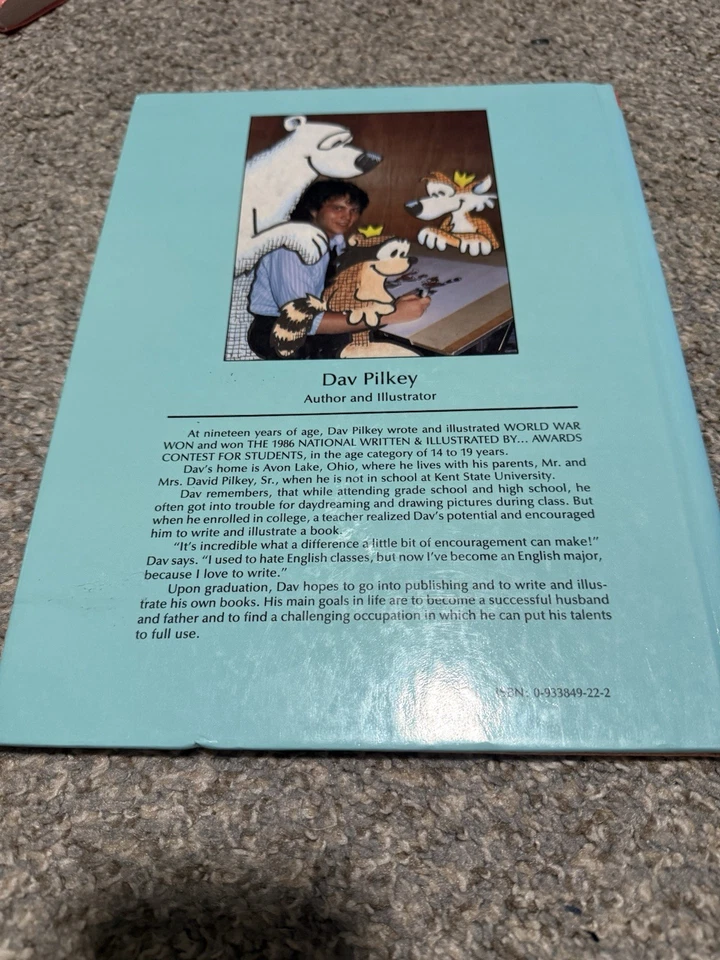 World War Won SIGNED w/ SKETCH by Dav Pilkey 1987 HB Excellent Condition EC Foto 4 de 4