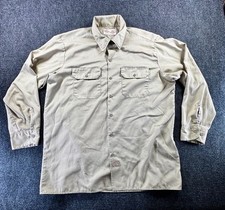 Dickies Flex Work Shirt Mens 17-17.5 Beige Relaxed Fit Moisture Wicking Utility