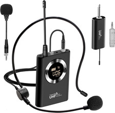Wireless Microphone Headset, Head Mic Speaker System, UHF Professional Handheld